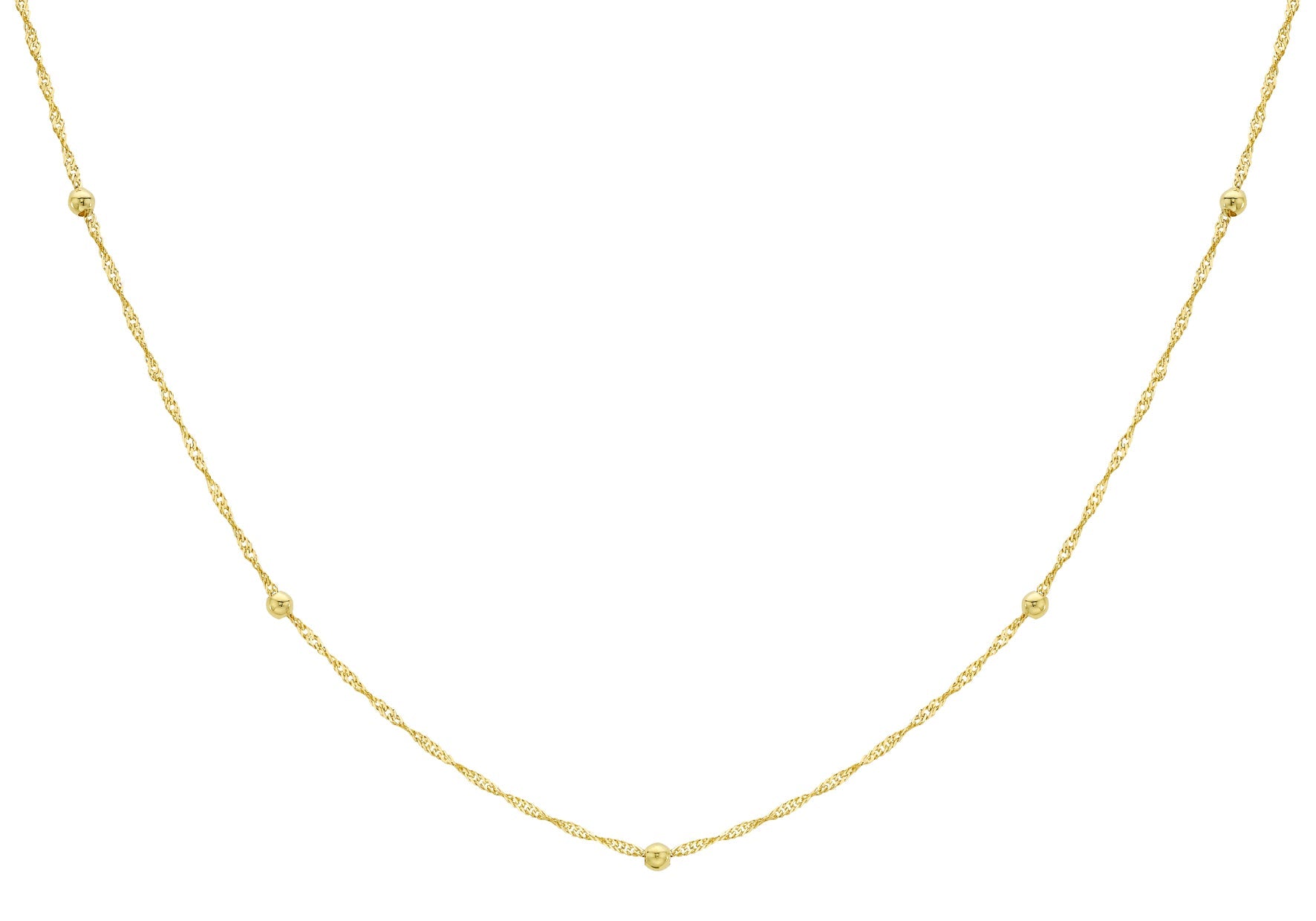 9K Yellow Gold Solid Ball Twist Necklace 45cm