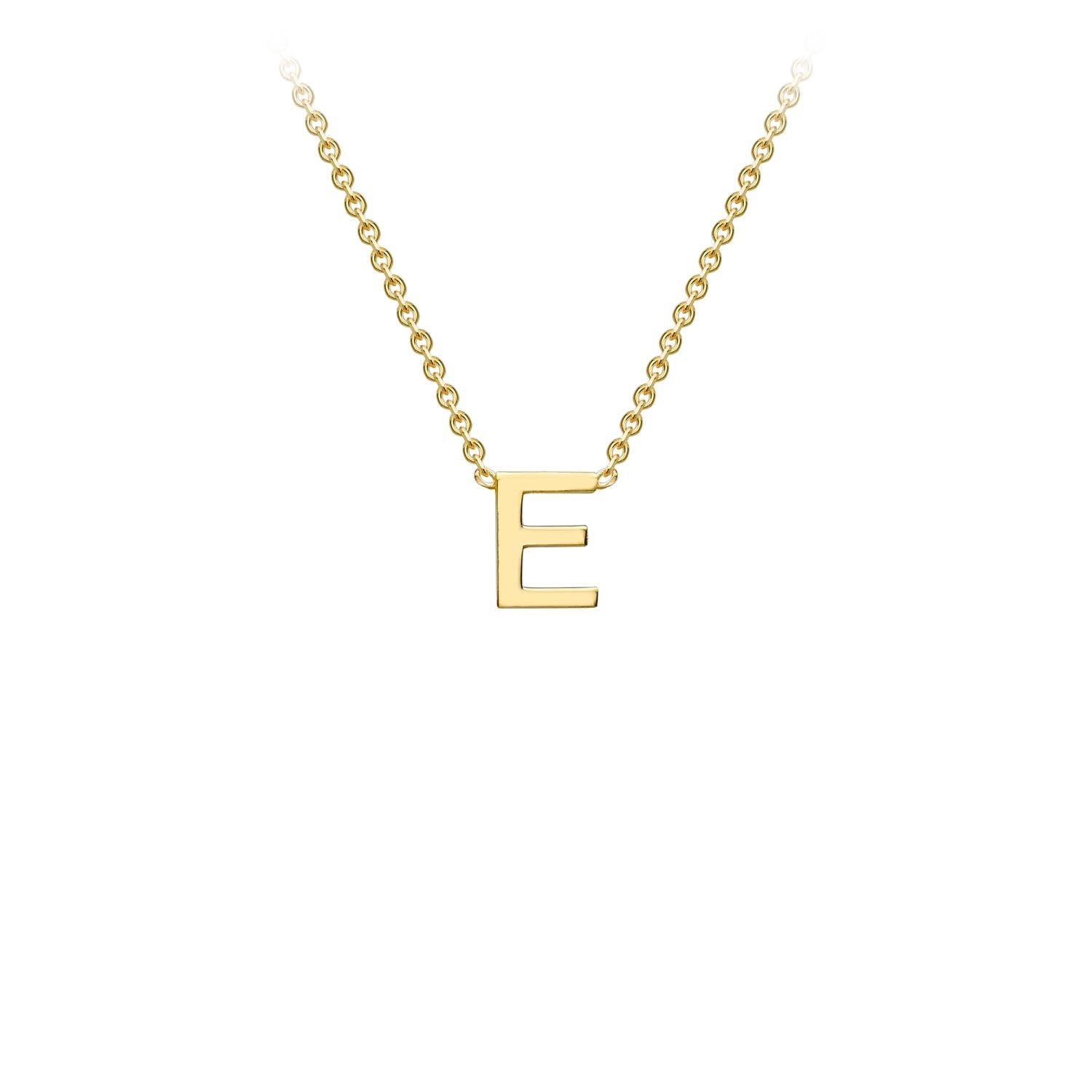9K Yellow Gold 'E' Initial Adjustable Necklace 38cm/43cm Australia