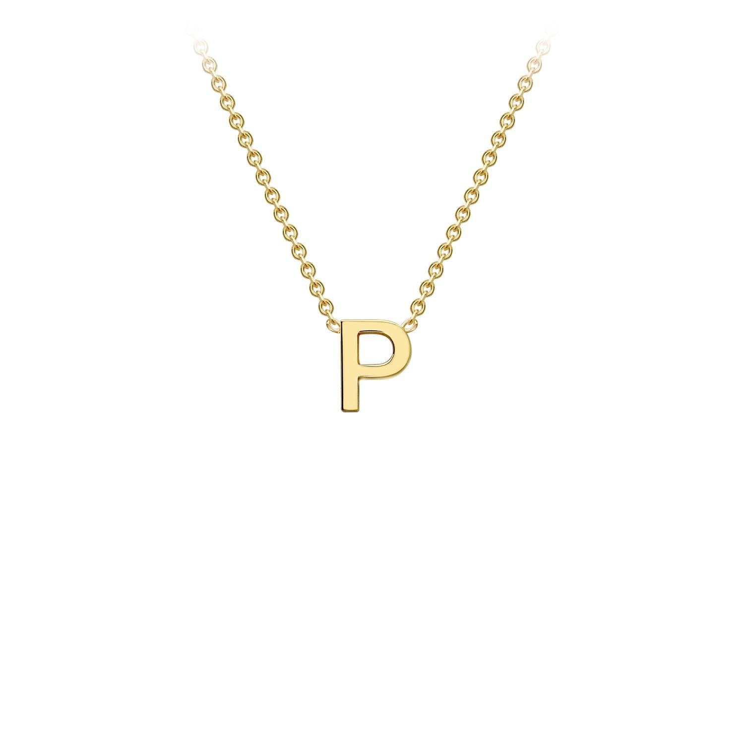 9K Yellow Gold 'P' Initial Adjustable Necklace 38cm/43cm Australia