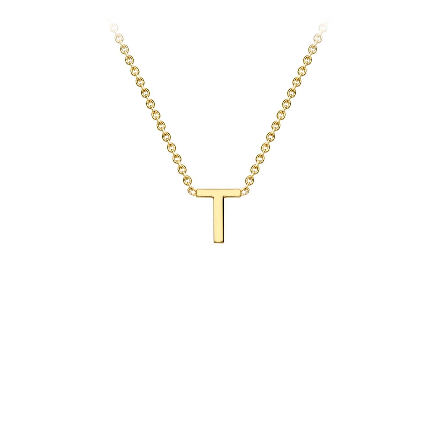 9K Yellow Gold 'T' Initial Adjustable Necklace 38cm/43cm Australia