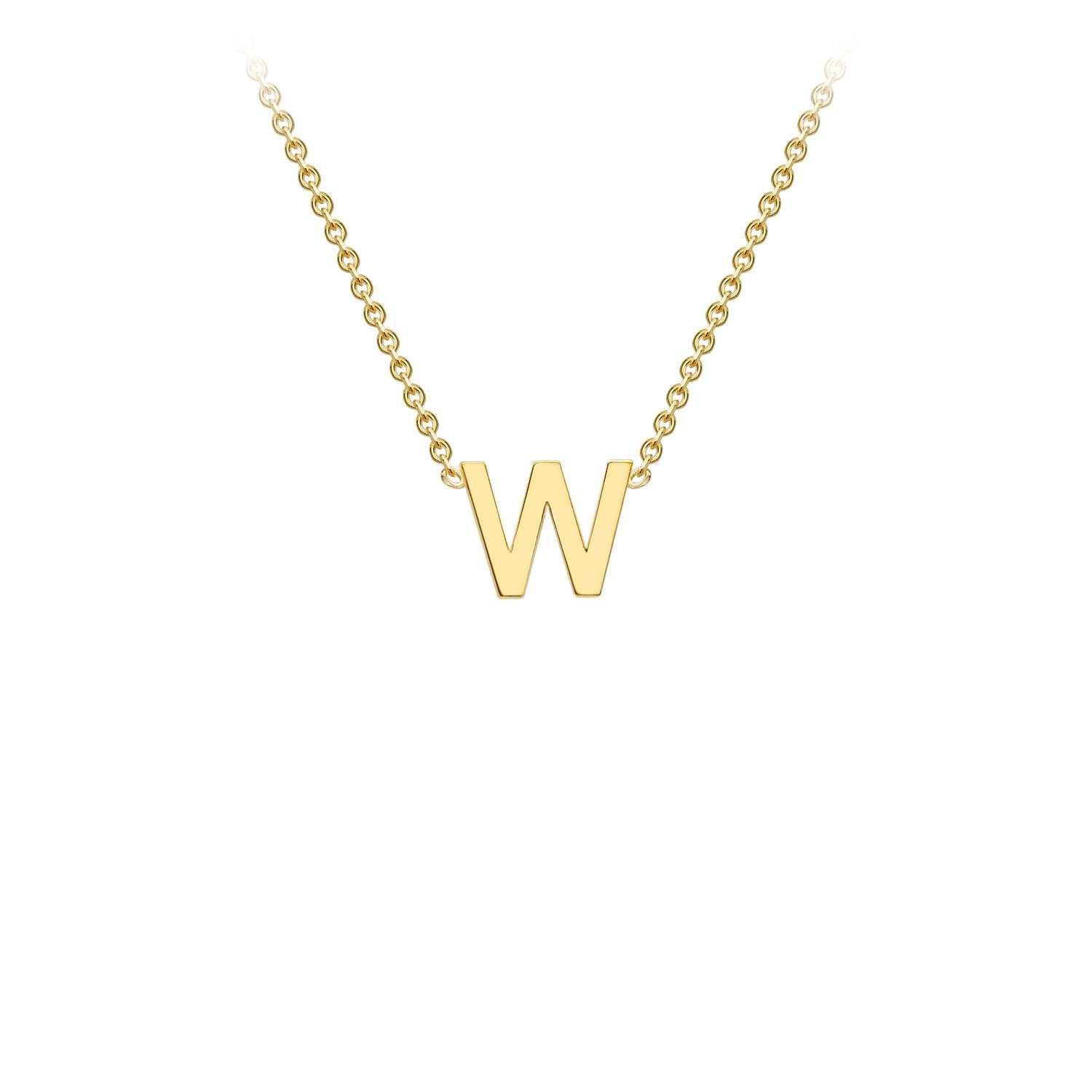 9K Yellow Gold 'W' Initial Adjustable Necklace 38cm/43cm Australia