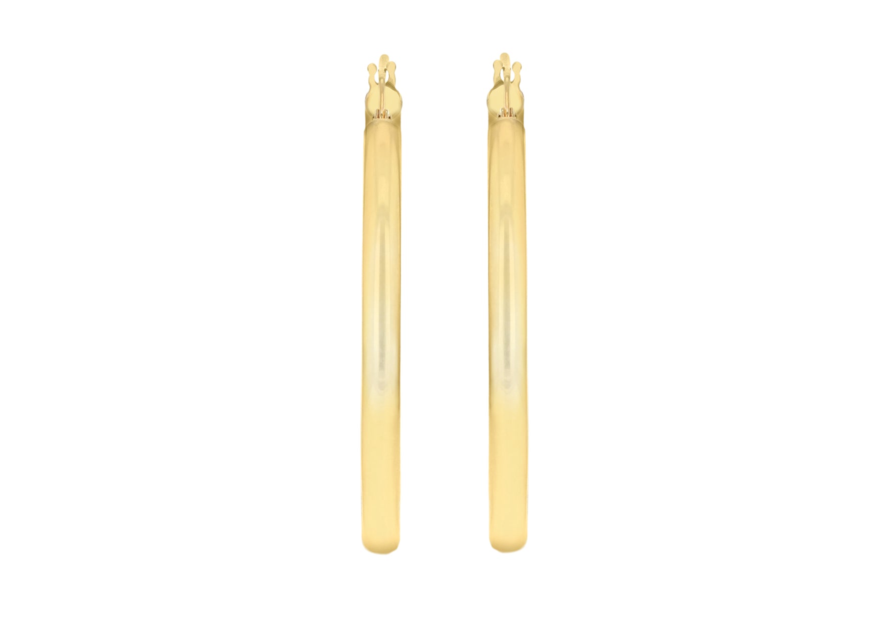 9K Yellow Gold 3mm Round Hoop Earrings 35mm