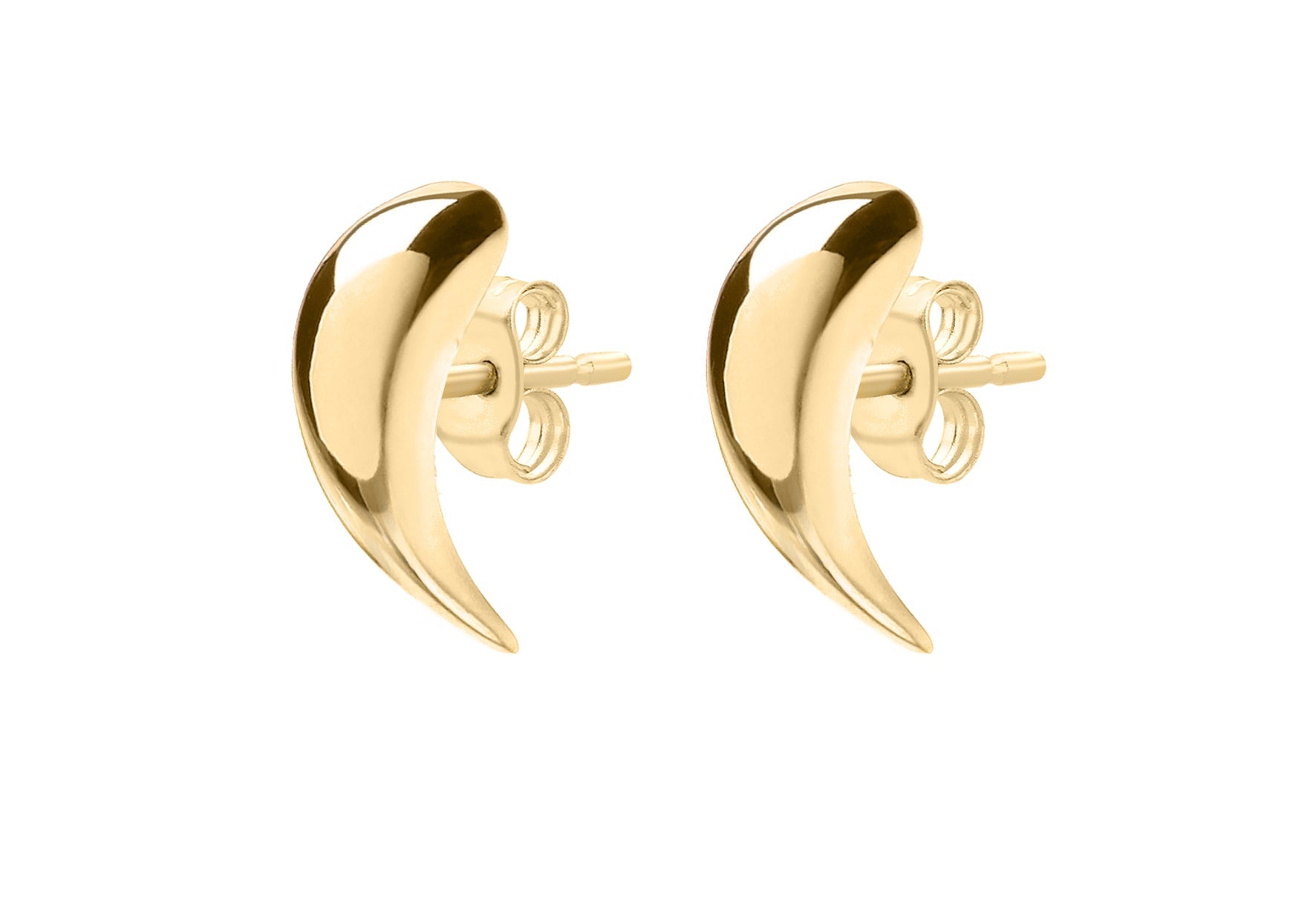 9K Yellow Gold Curved Stud Earrings 12mm