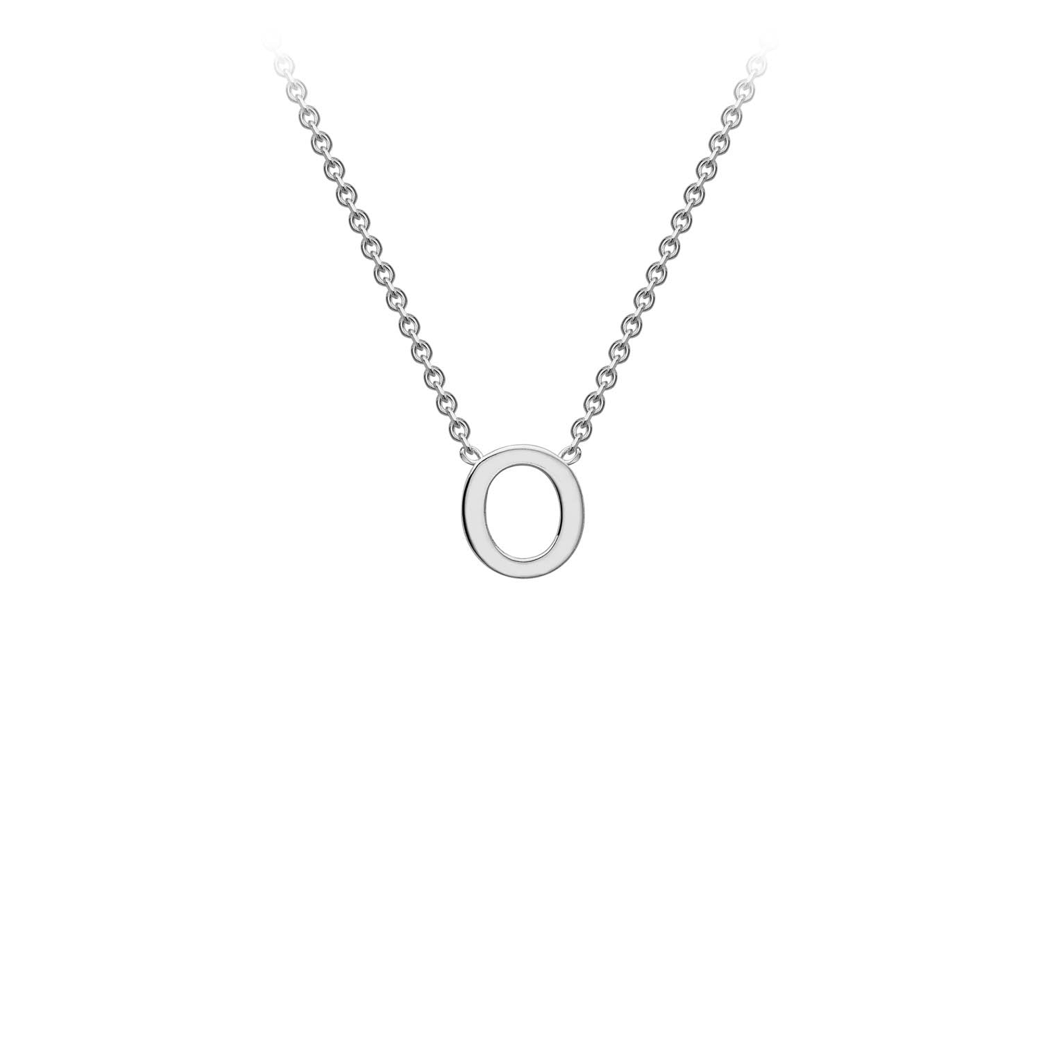 9K White Gold 'O' Initial Adjustable Necklace 38cm/43cm Australia