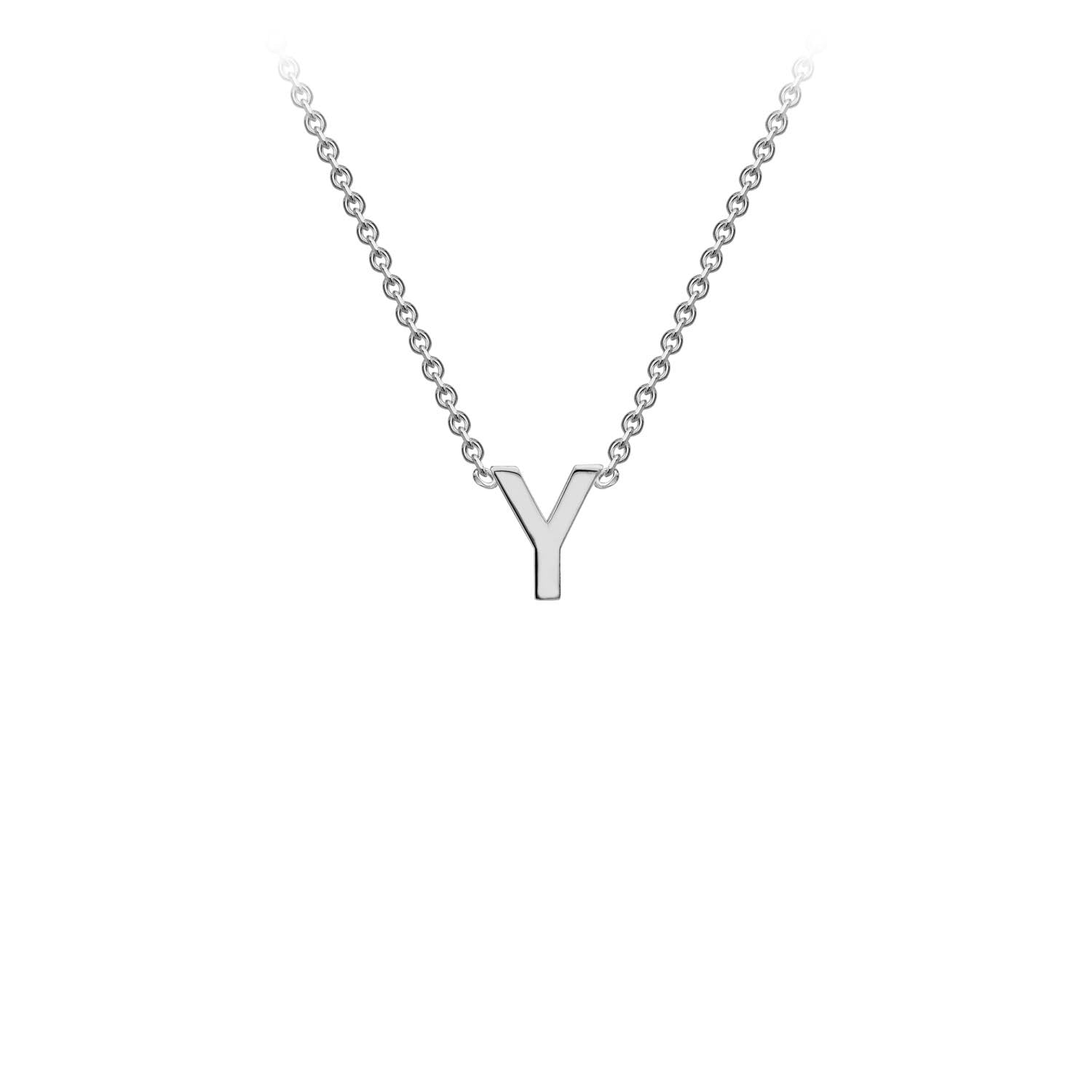 9K White Gold 'Y' Initial Adjustable Necklace 38cm/43cm Australia