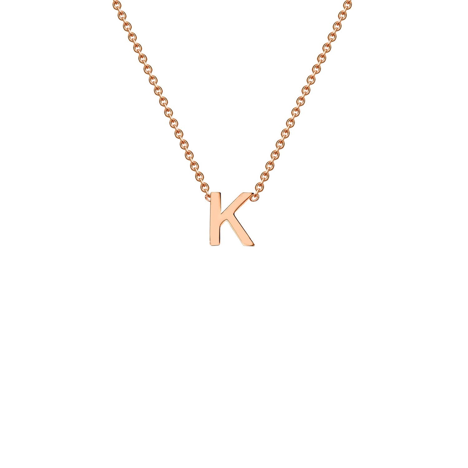 9ct Rose Gold 'K' Initial Adjustable Letter Necklace 38/43cm - Regarde Jewellers