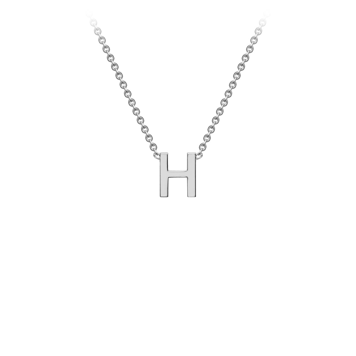 9K White Gold 'H' Initial Adjustable Necklace 38cm/43cm Australia