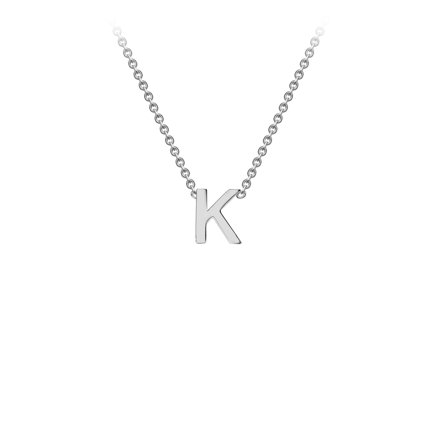 9K White Gold 'K' Initial Adjustable Necklace 38cm/43cm Australia