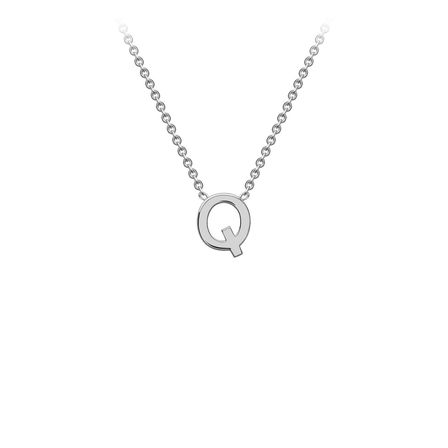 9ct White Gold 'Q' Initial Adjustable Letter Necklace 38/43cm - Regarde Jewellers