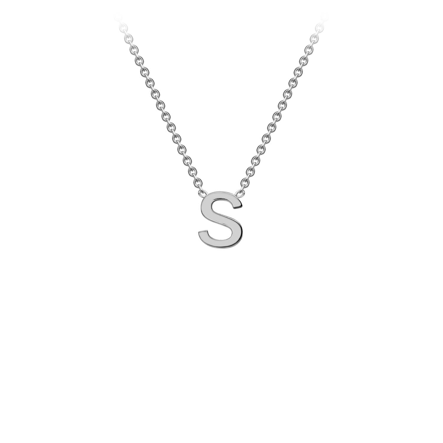 9K White Gold 'S' Initial Adjustable Necklace 38cm/43cm Australia