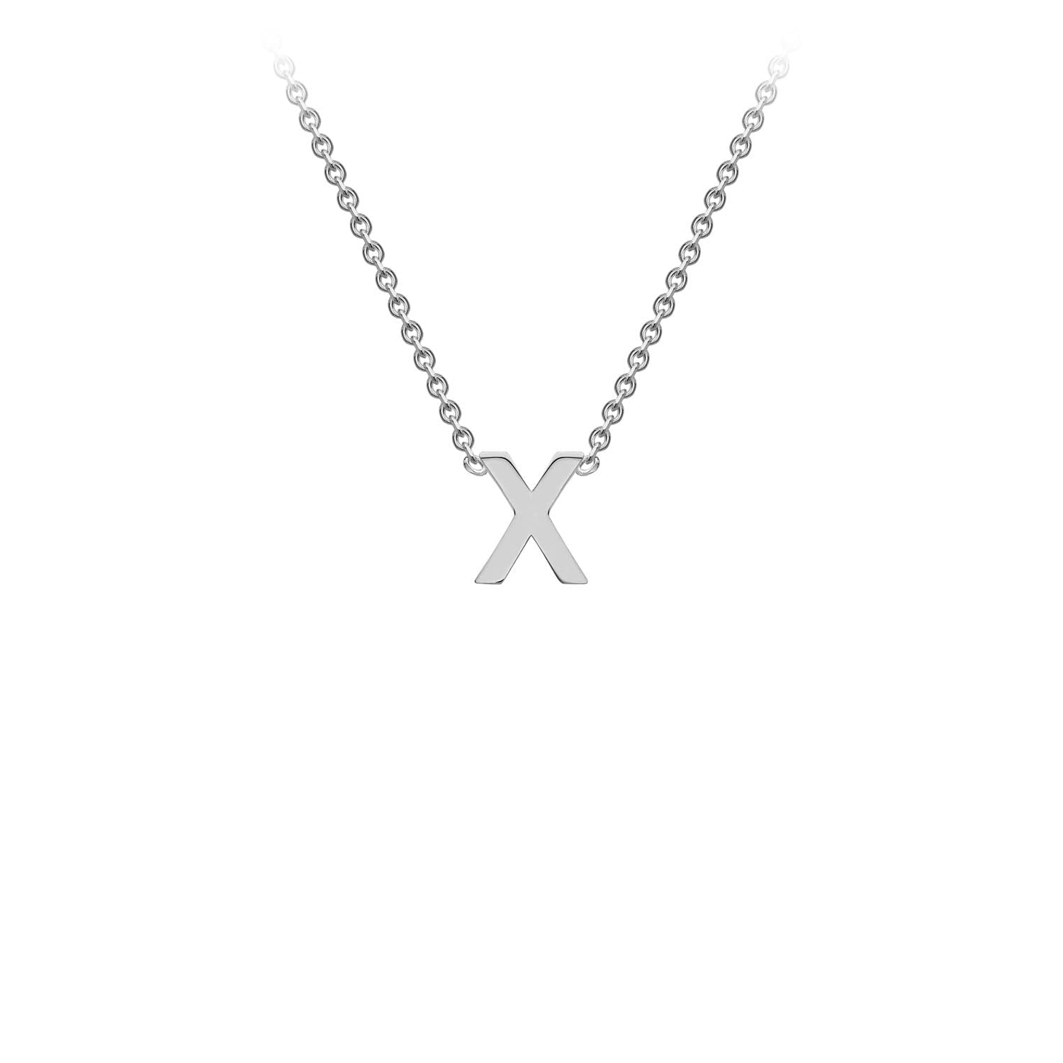 9K White Gold 'X' Initial Adjustable Necklace 38cm/43cm Australia