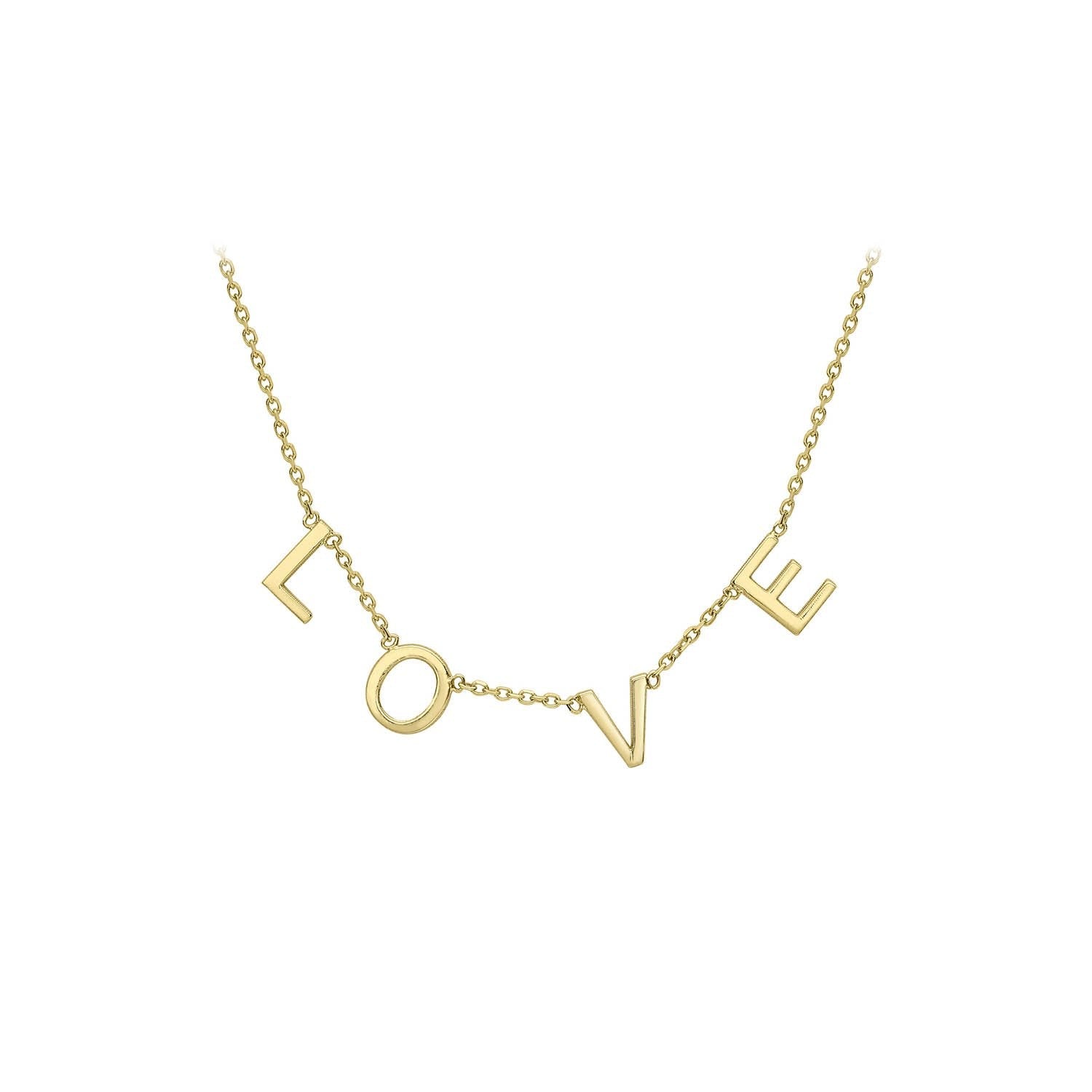 9ct Yellow Gold 5mm 'Love' Adjustable Necklace 38cm-43cm - Regarde Jewellers