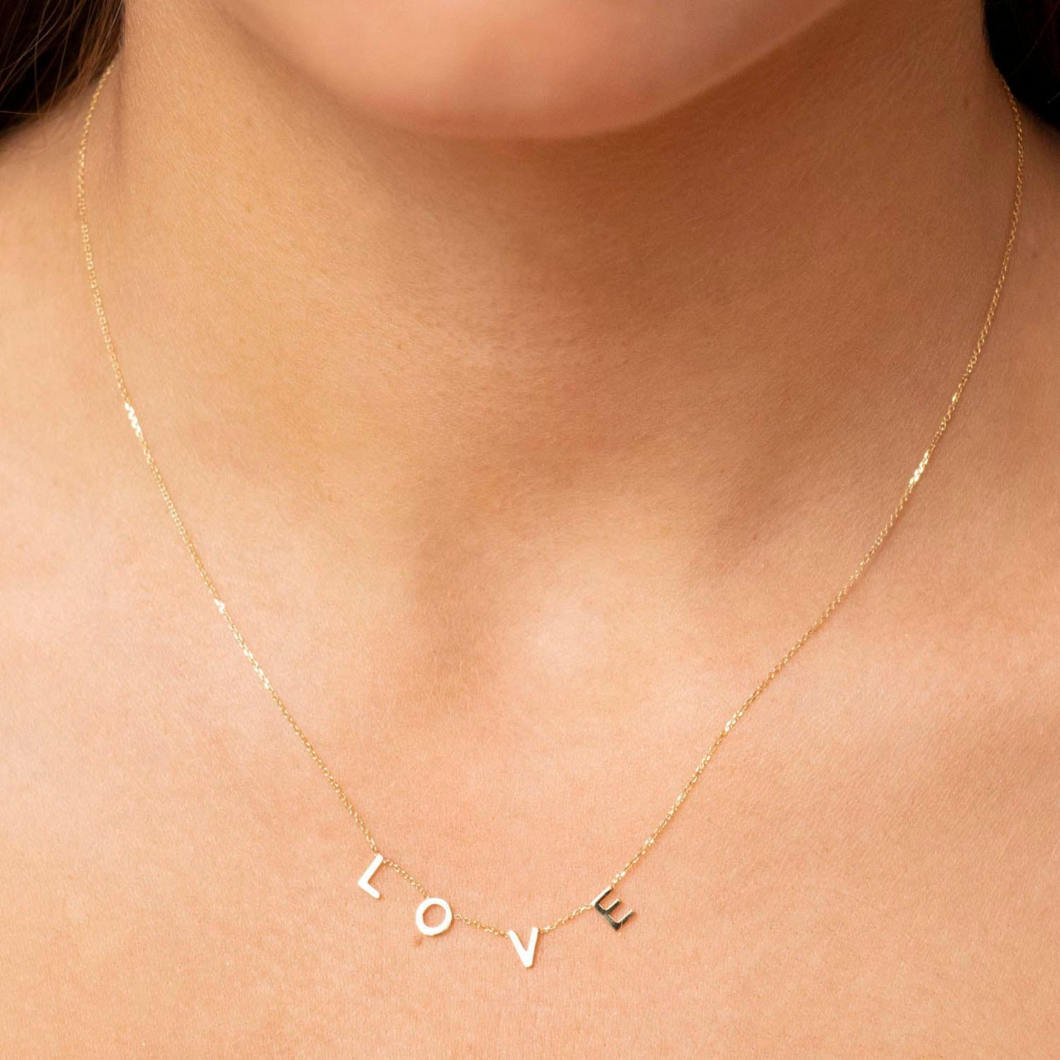 9ct Yellow Gold 5mm 'Love' Adjustable Necklace 38cm-43cm - Regarde Jewellers