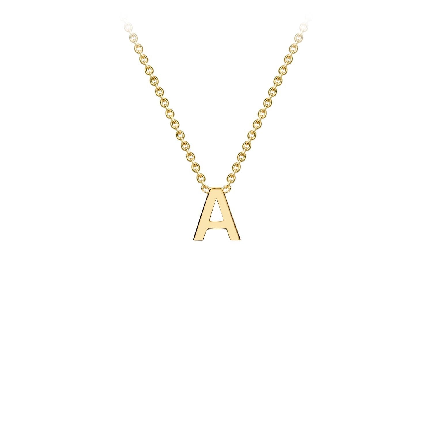 9K Yellow Gold 'A' Initial Adjustable Necklace 38cm/43cm Australia