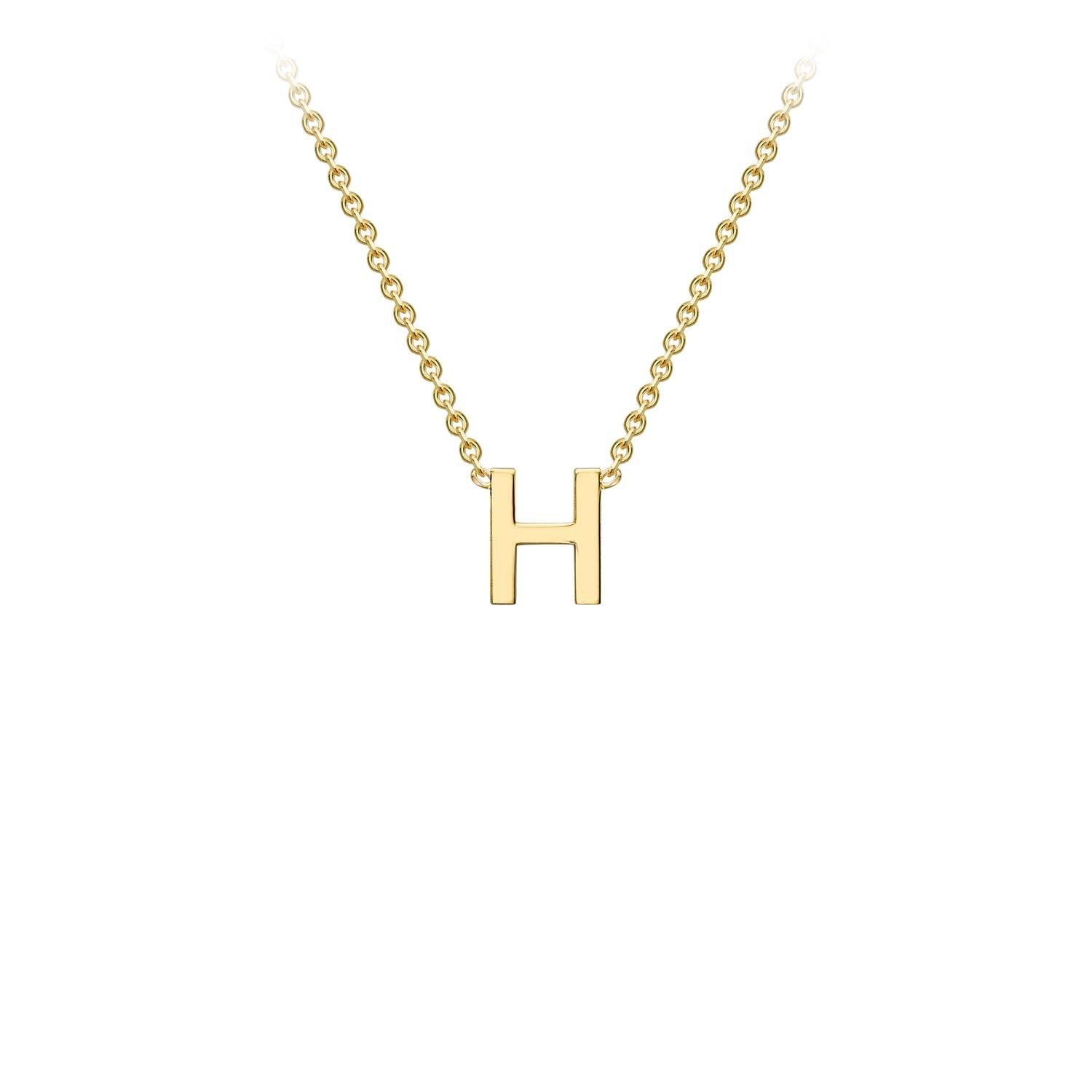 9K Yellow Gold 'H' Initial Adjustable Necklace 38cm/43cm Australia