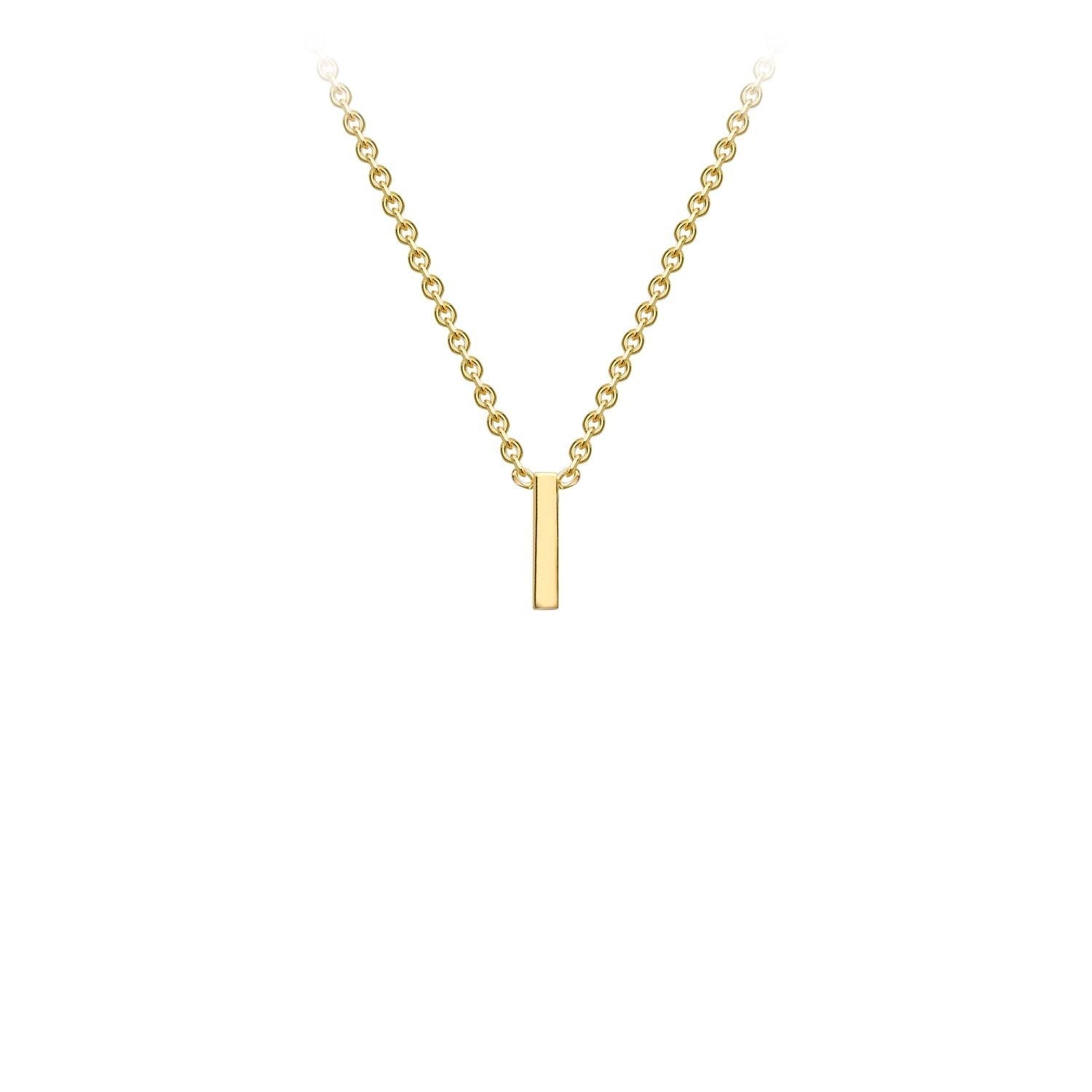 9K Yellow Gold 'I' Initial Adjustable Necklace 38cm/43cm Australia
