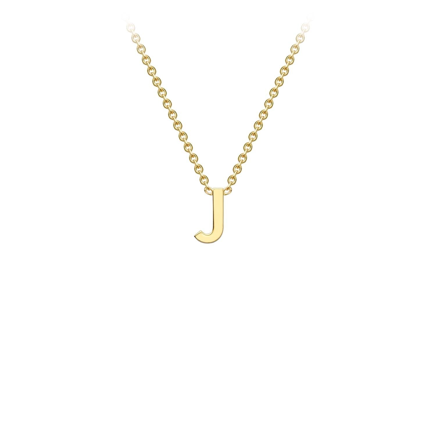 9K Yellow Gold 'J' Initial Adjustable Necklace 38cm/43cm Australia