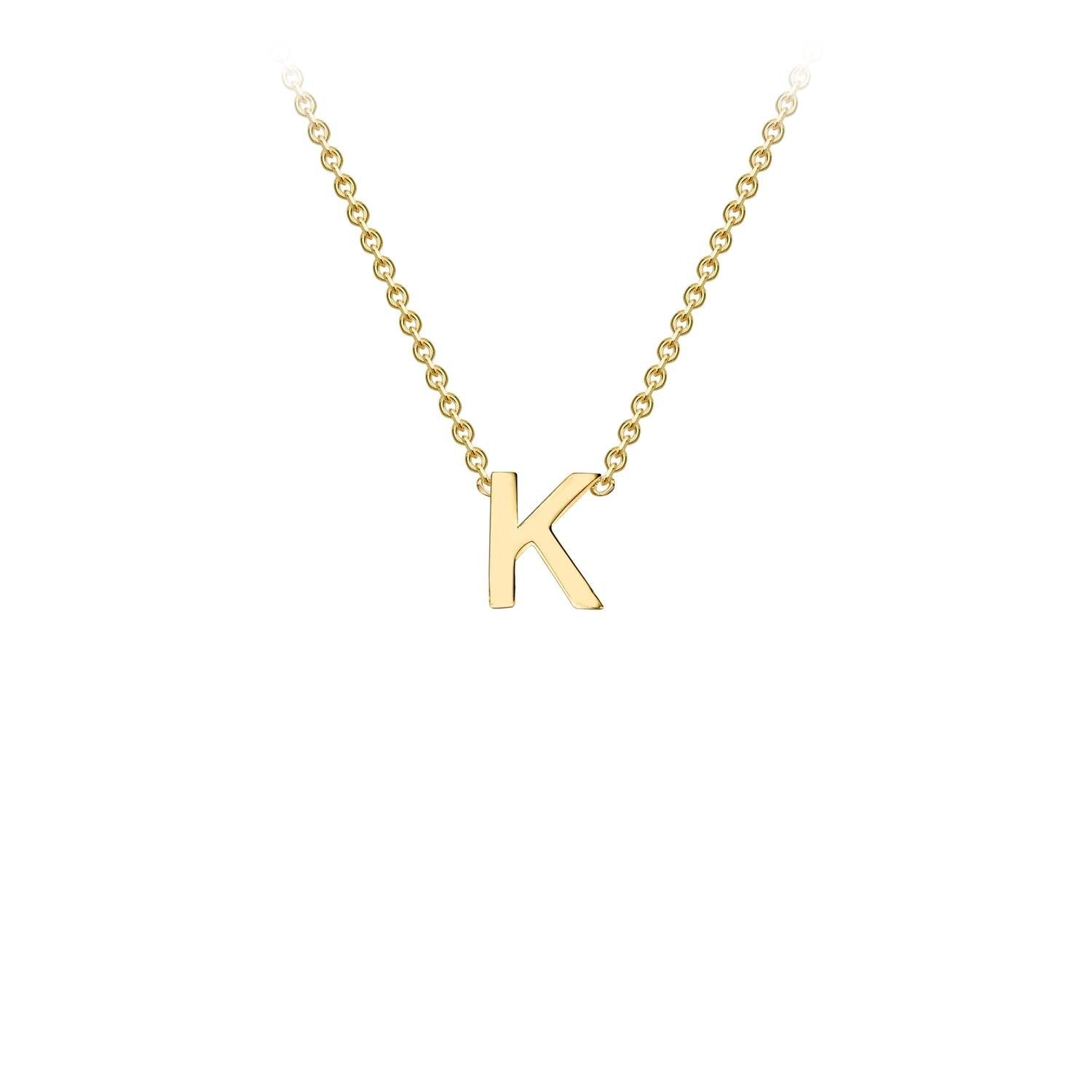 9K Yellow Gold 'K' Initial Adjustable Necklace 38cm/43cm Australia