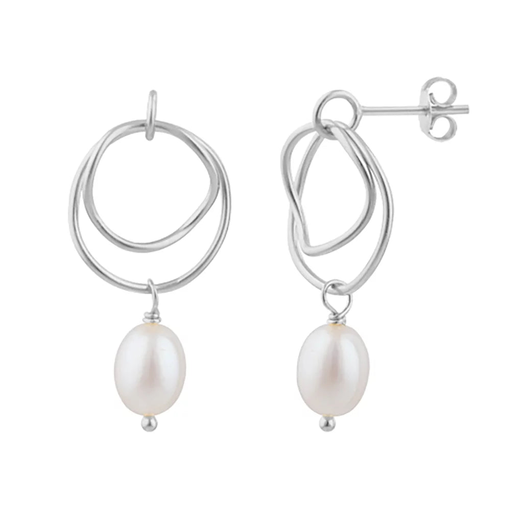 Modern Circle and Pearl Stud Earrings - Regarde Jewellers