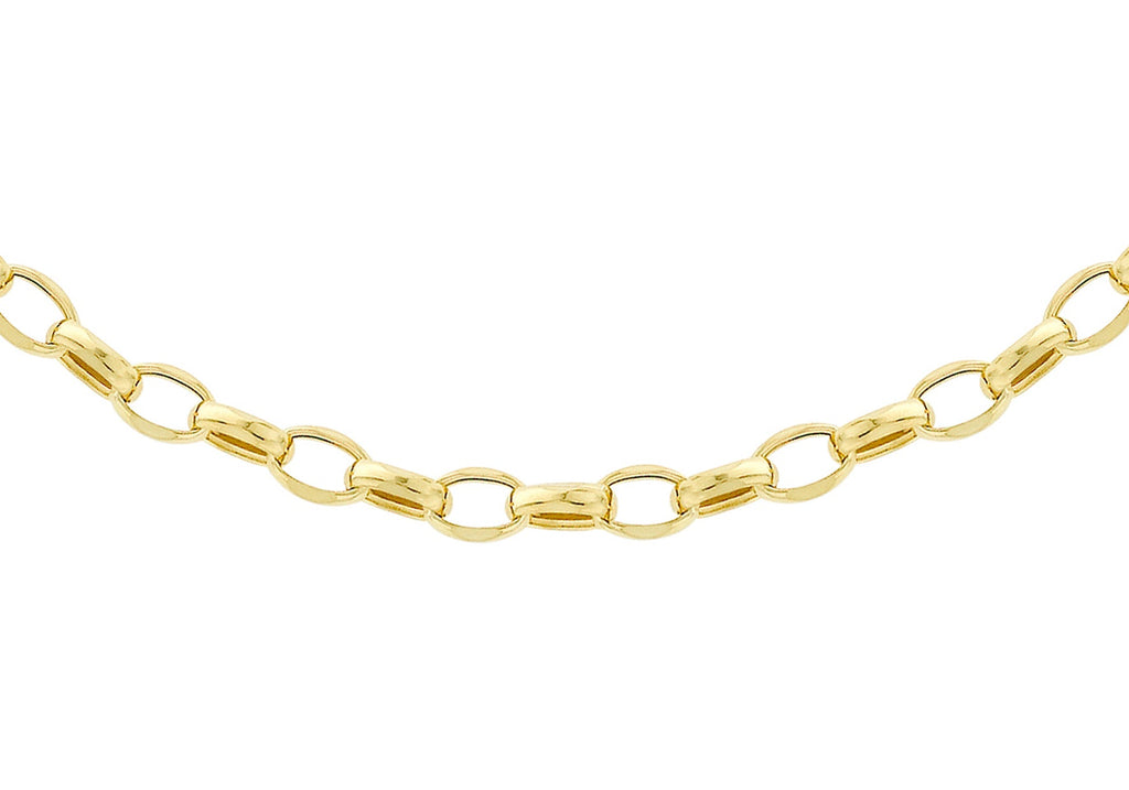 9K Yellow Gold Oval Belcher Necklace 45cm