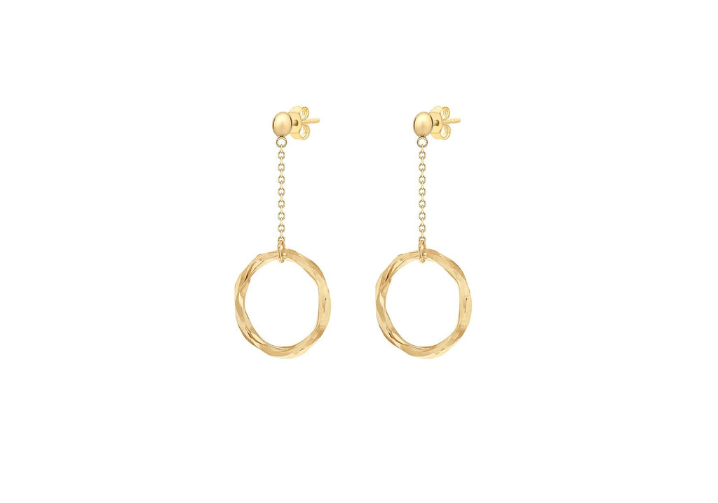 9K Yellow Gold Diamond Cut Ring & Drop Earrings