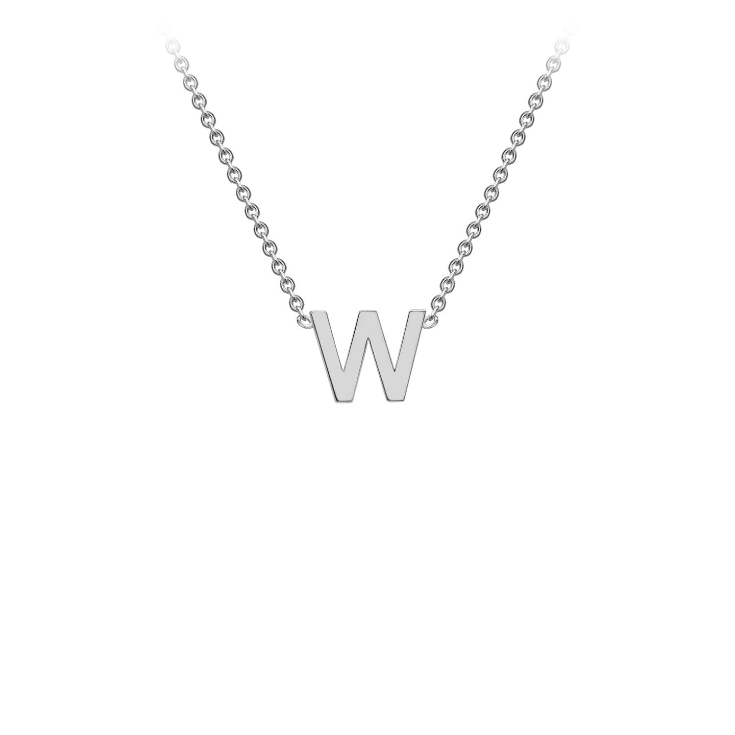 9K White Gold 'W' Initial Adjustable Necklace 38cm/43cm  Australia