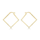 9K Yellow Gold 23mm x 23mm Diamond Cut Square Creole Earrings
