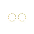 9K Yellow Gold 33mm Diamond Cut Faceted Hoop Creole Earrings
