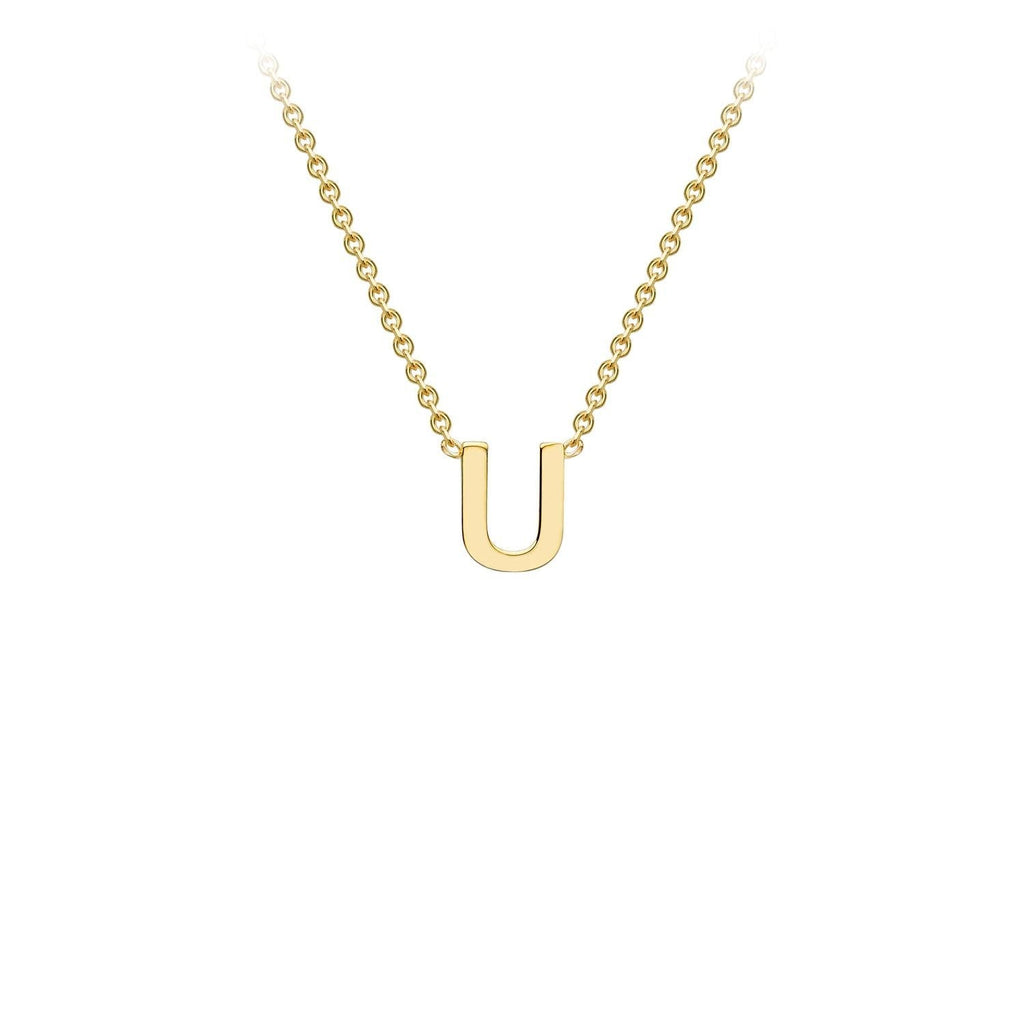 9K Yellow Gold 'U' Initial Adjustable Necklace 38cm/43cm  Australia