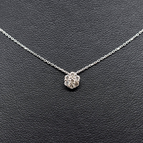 Platinum Diamond Cluster Pendant and Platinum Necklace