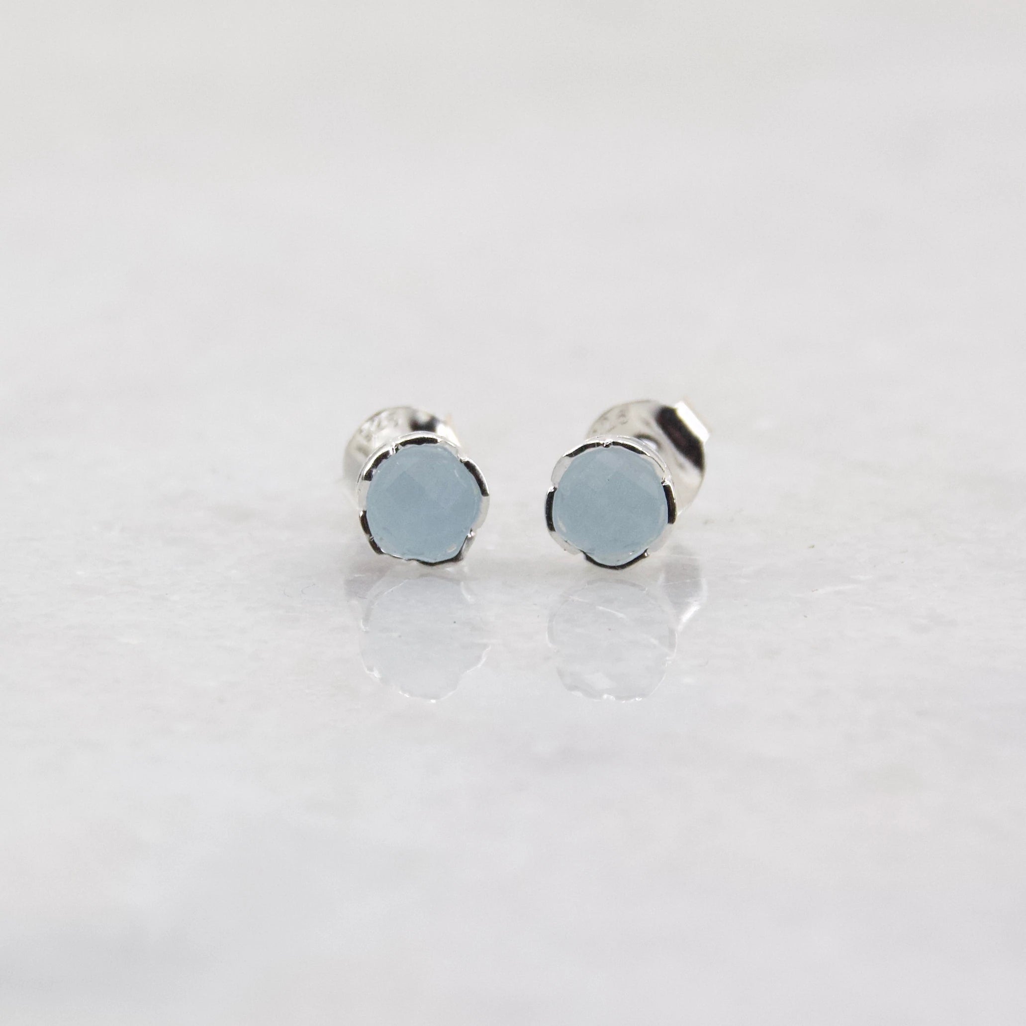 Fine Treasures Aqua Chalcedony Stud Earring - Regarde Jewellers
