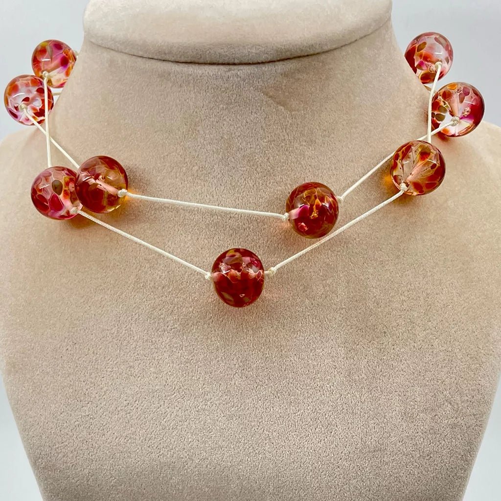Floral Red Beaded Statement Necklace - Regarde Jewellers