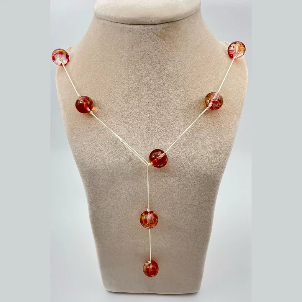 Floral Red Beaded Statement Necklace - Regarde Jewellers