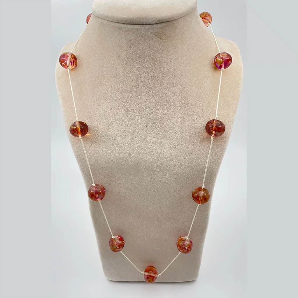 Floral Red Beaded Statement Necklace - Regarde Jewellers