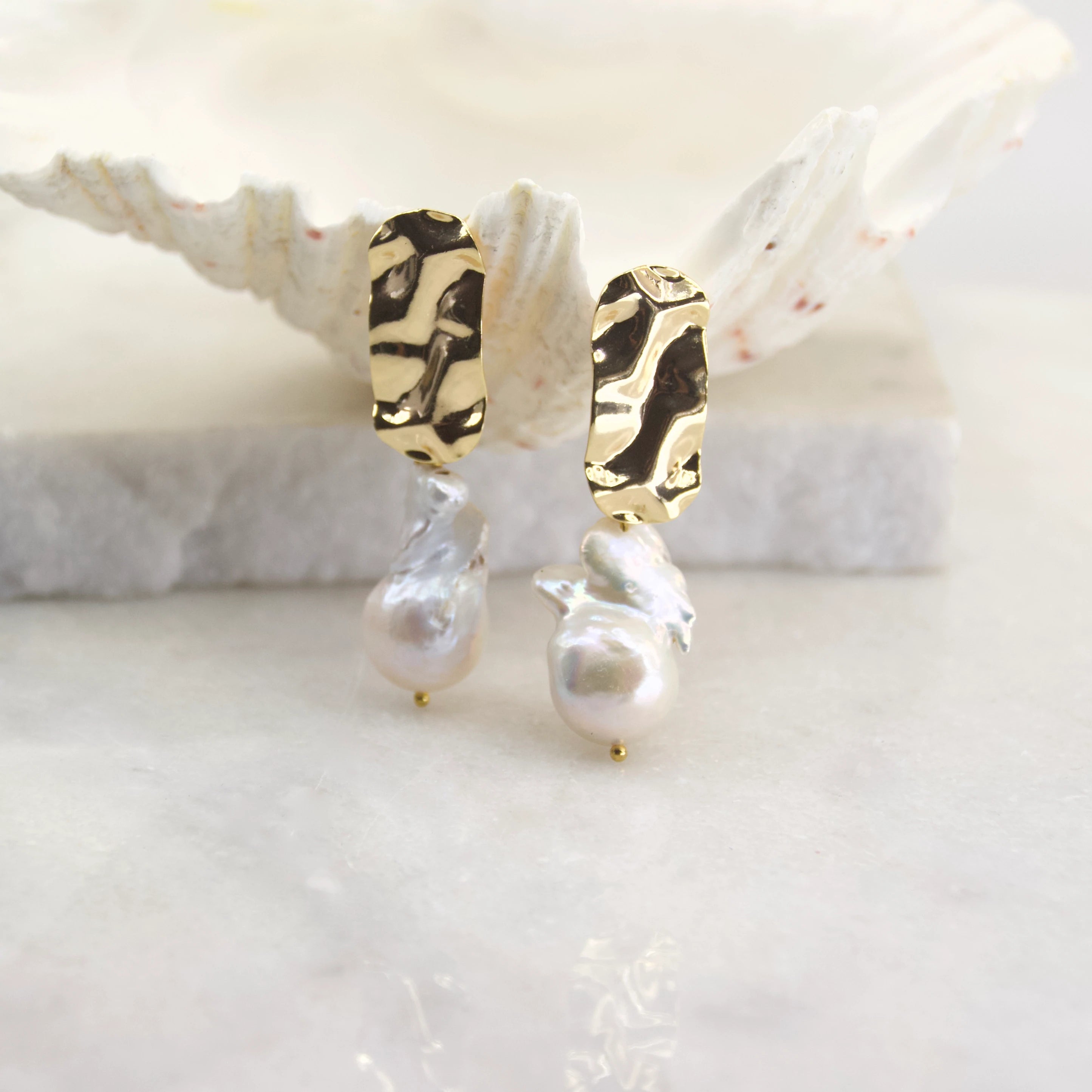 Empress of the Pearl Hammered Earrings - Regarde Jewellers